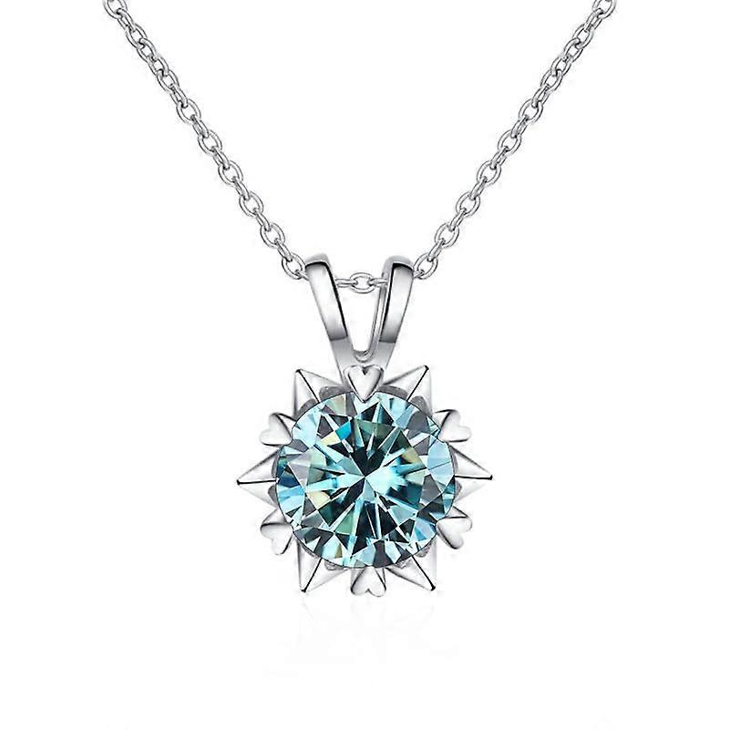 1CT D Color Moissanite Women's Necklace with Snowflake Snake Chain Blue A