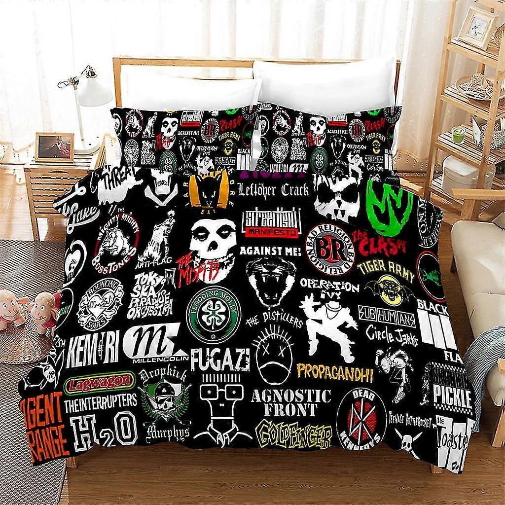 Novelty Punk Skull Graphic Soft Microfiber Bedding Set with Duvet Cover and Pillowcases for Various Sizes