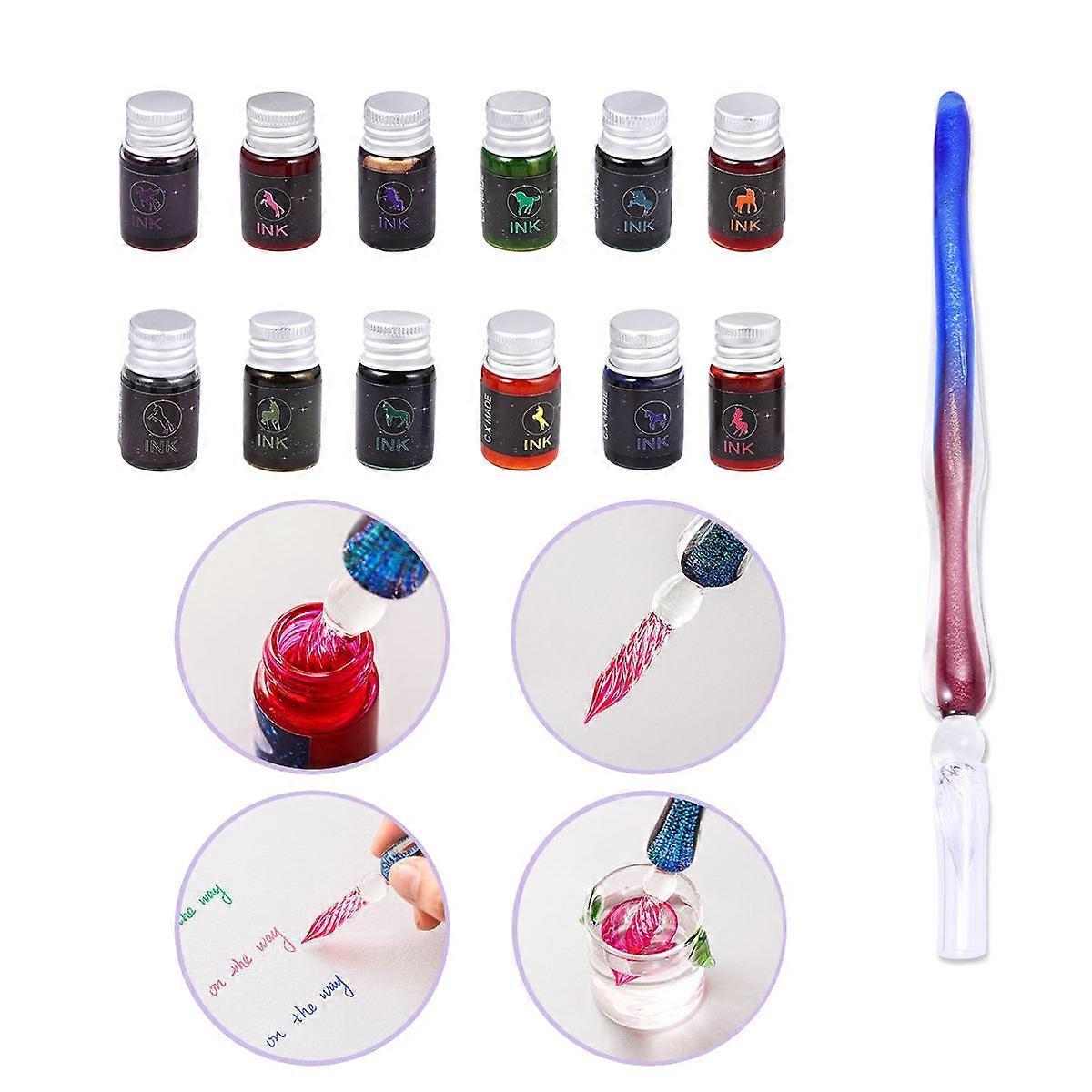 Pen Making Kits Crystal Glass Pens 1 σετ 15PCS για τους λάτρεις της καλλιγραφίας Μελάνι γενεθλίων κρατώντας χειροποίητα