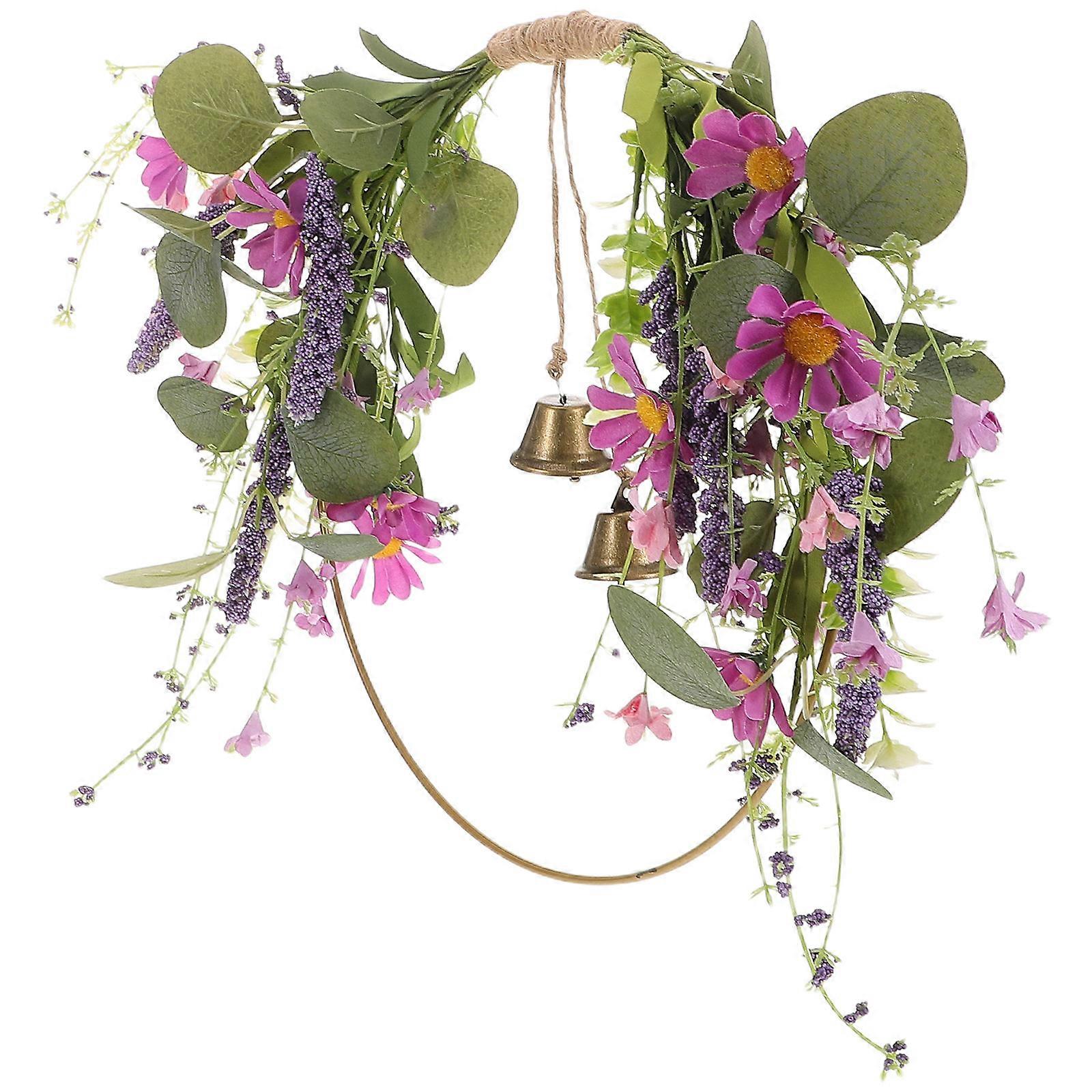 Artificial Daisy & Lavender Iron Floral Wreath for Indoor Outdoor Decor – Versatile Garland for Weddings & Special Occasions