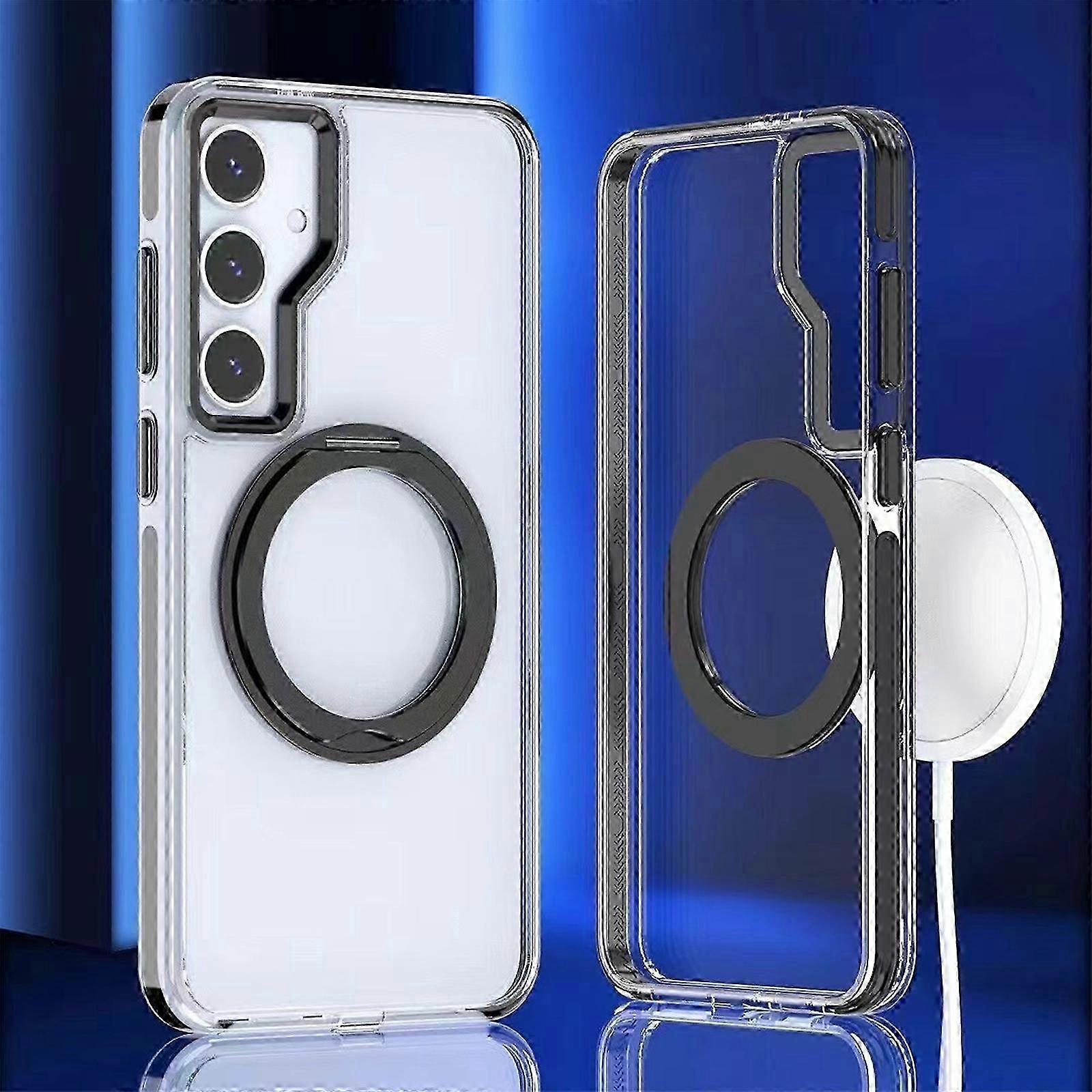 Görünmez Standlı S24 Ultra Kılıfı için Manyetik, MagSafe ile Uyumlu Darbeye Dayanıklı Sararmaz Şeffaf İnce Yumuşak Kılıf