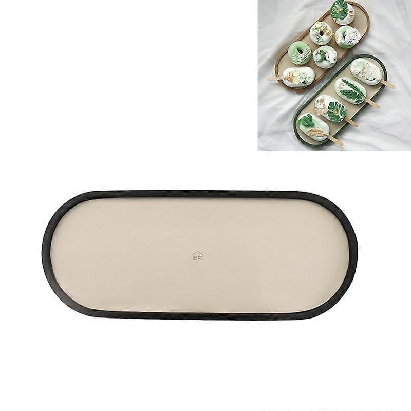 Desktop Shallow Storage Tray Sundries Tray Sieraden Display Tray, Ovaal (Zwart)