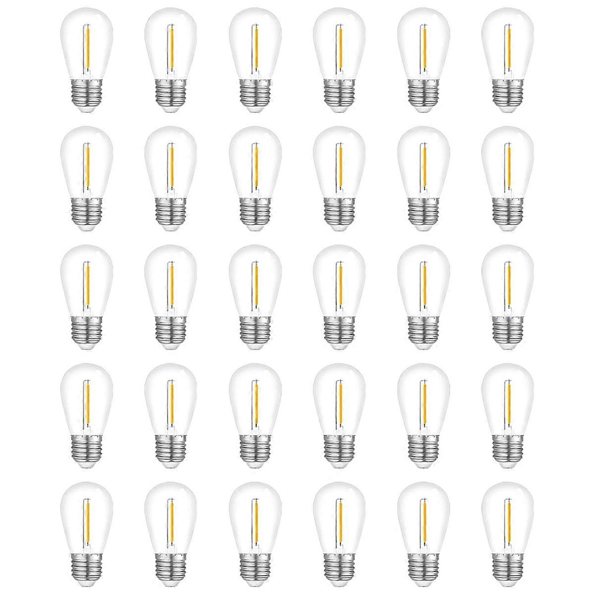 30-Pack Outdoor String Light Bulbs, Waterproof S14 Replacement Bulb, E26 Base Warm White