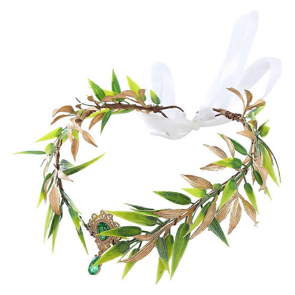Fairy Crown Nakrycie głowy Liść Korona Opaska Akcesoria do Włosów Kobiety Zielony 7,5×7,5×1,2 cala 1 szt