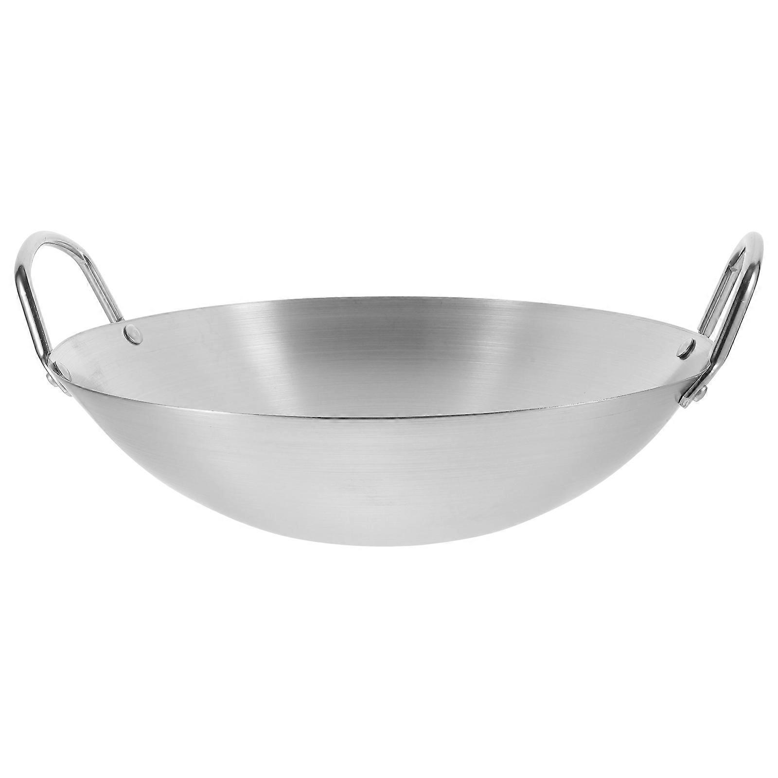 Stainless Steel Frying Pan Multi Functional Cooking Pot Double Handles Home Restaurant Use Frying Eggs Pancakes Sichuan Cuisine Heat Insulation