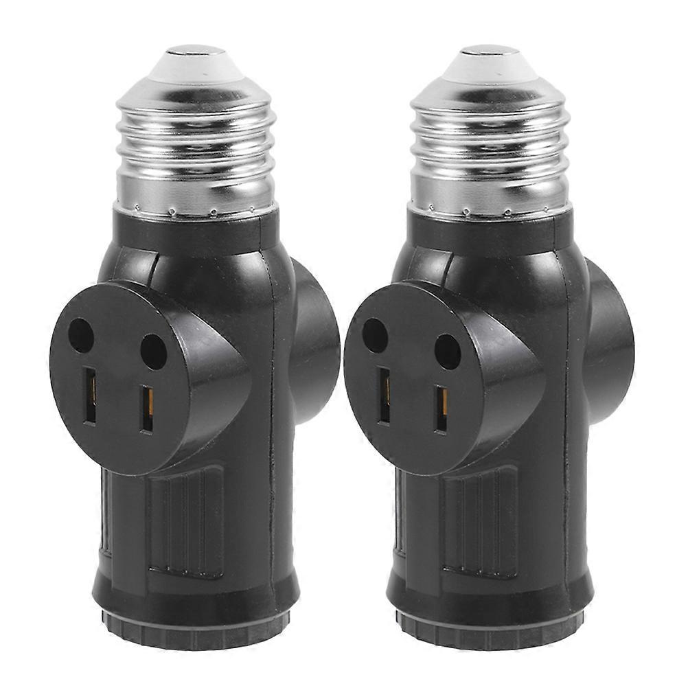 Safe E26 Bulb Splitter Light Socket to Plug Adapter Home Office 2Pcs