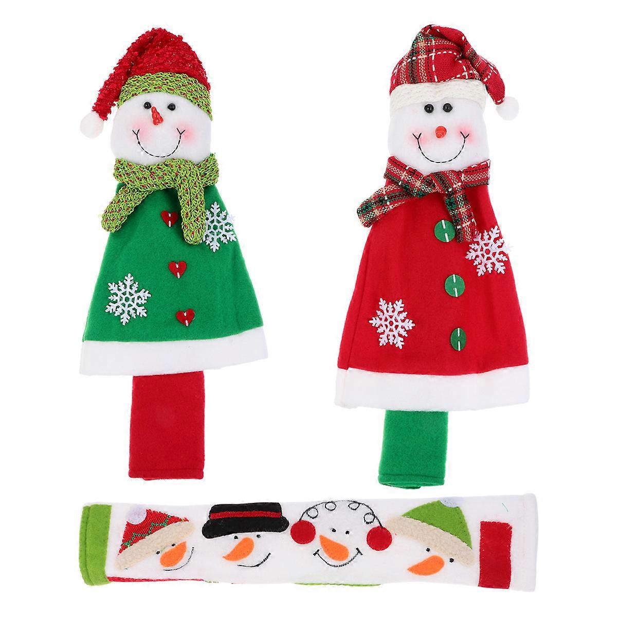 Refrigerator Handle Protective Cover Fingerprint Resistant Assorted Color 32.5X14X4CM Christmas Kitchen Decoration 3Pack