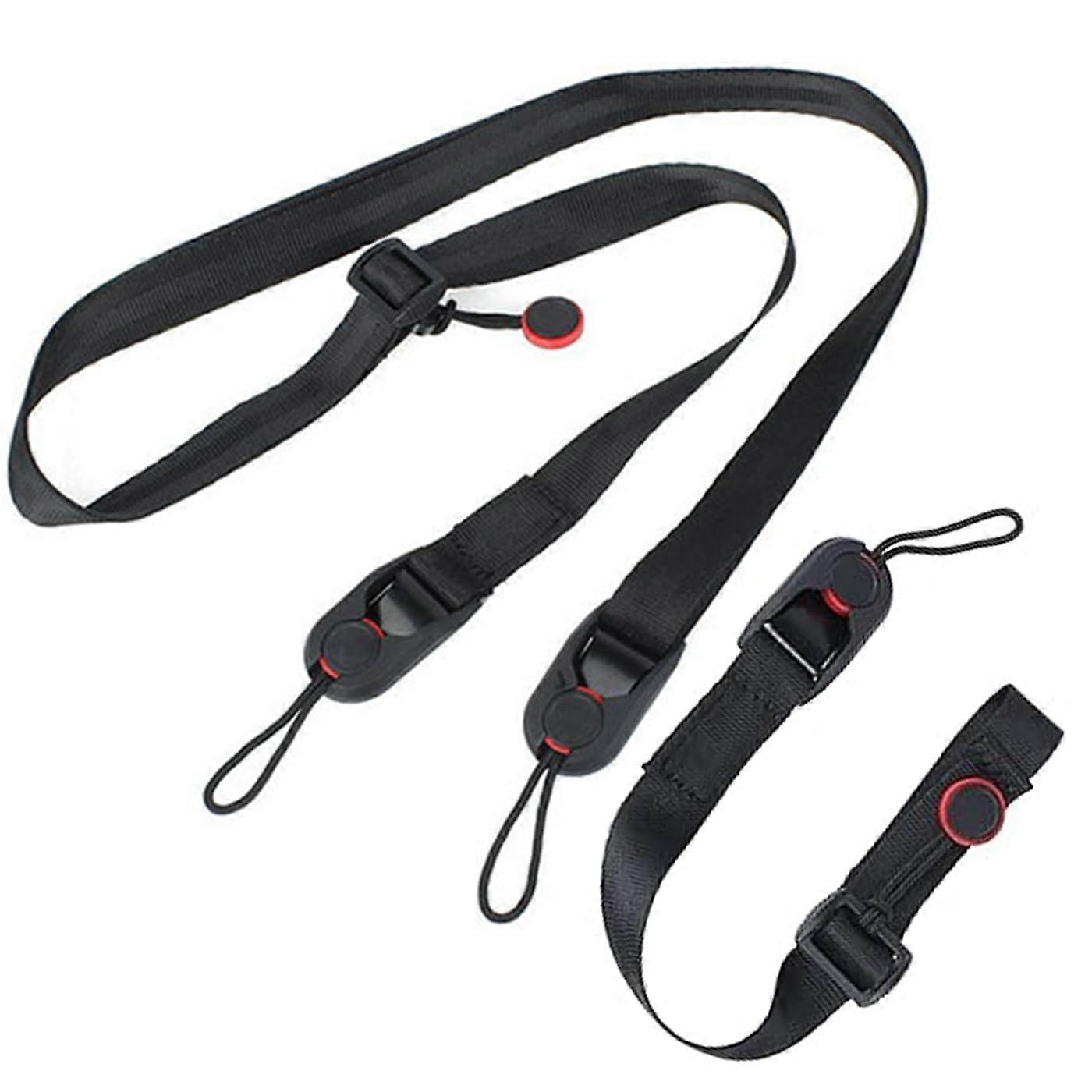Adjustable Black Camera Strap with Wrist Strap, Quick Release Shoulder Strap for DSLR Cameras