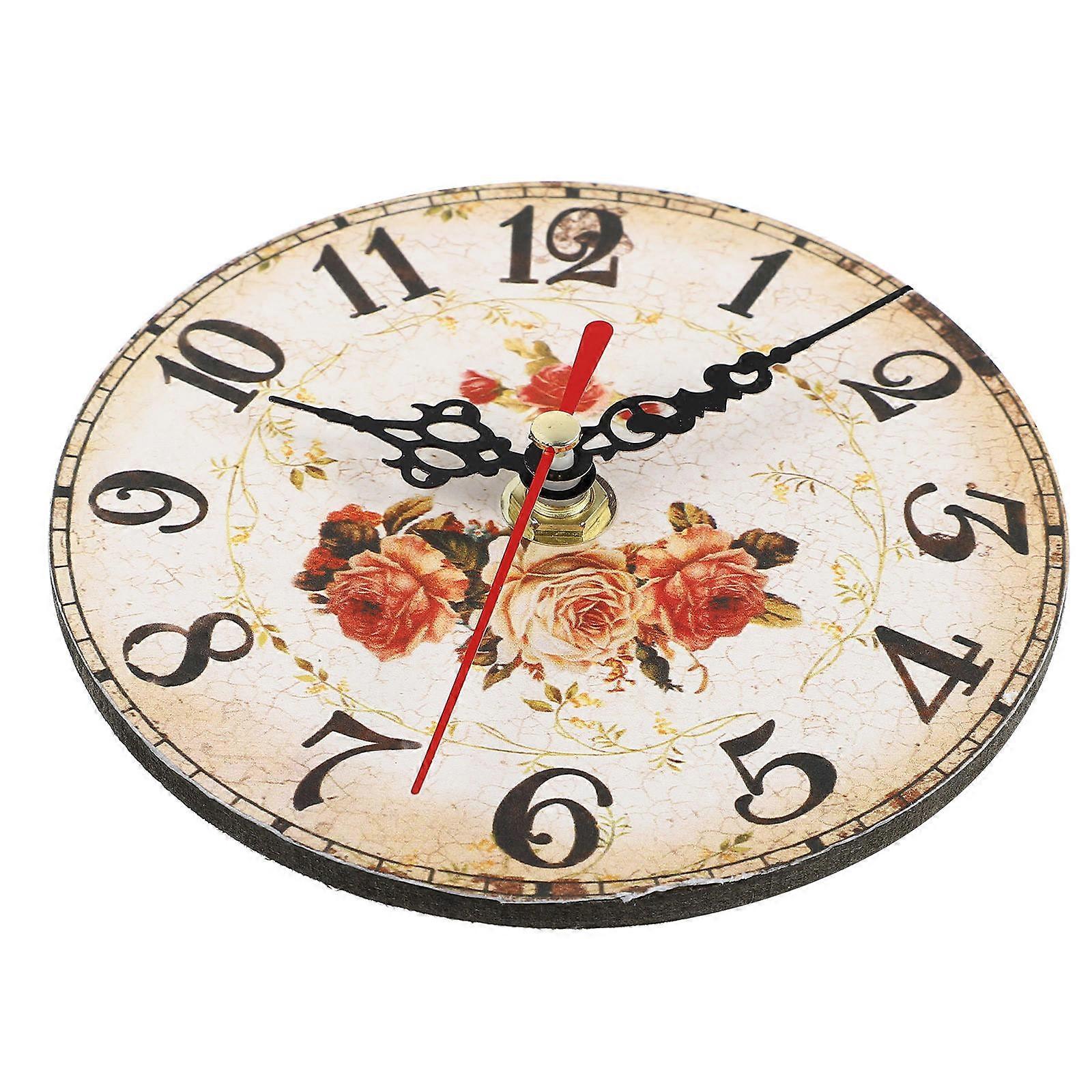 Silent Wooden Clock Tabletop Classic Style Clock Decor Ornament