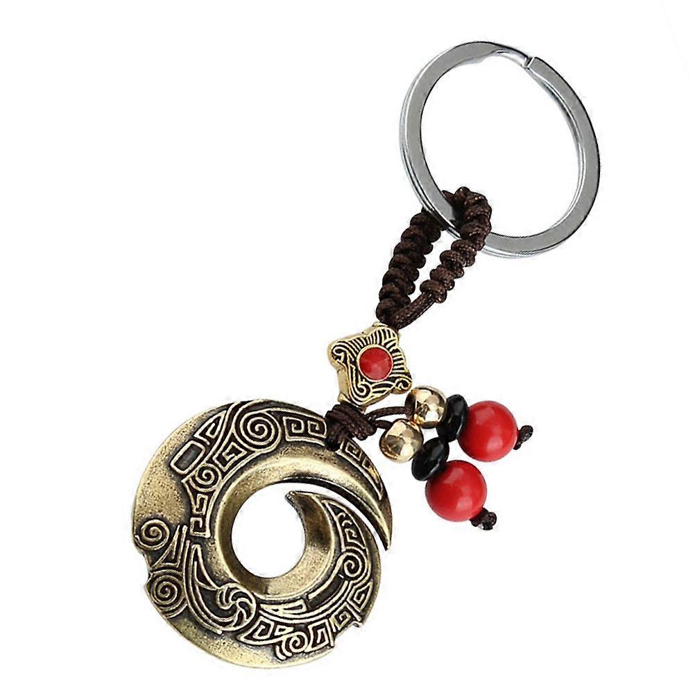 Portable Chinese Style Copper Hanging Key Chain Suitable For Everyday Use 9X3.1X0.6CM Decorative Adornment 1Pcs