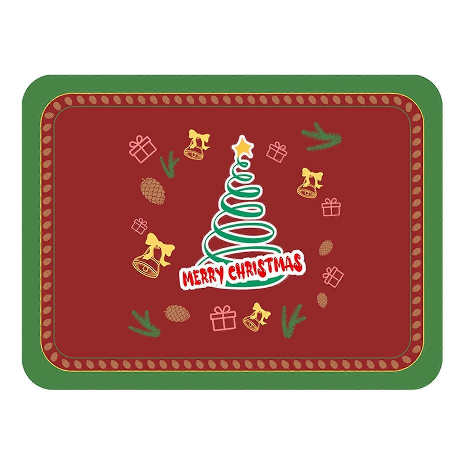 Christmas Table Mat Square 6Piece Set, Leather Placemats Natural Christmas Tree Pattern NonSlip, Washable, 30x40CM