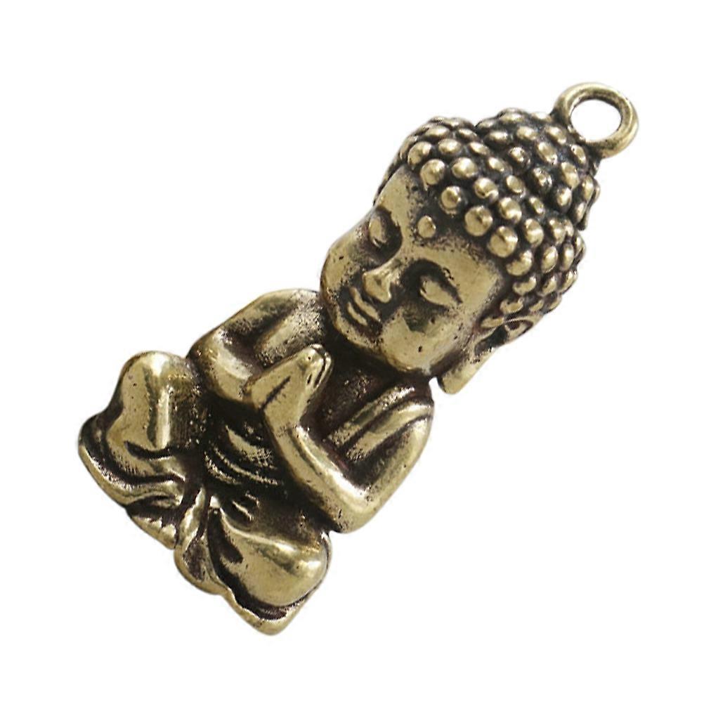Copper Buddha Pendant Keychain Vintage Shakyamuni Statue Charm for Keys and Decor Accessories