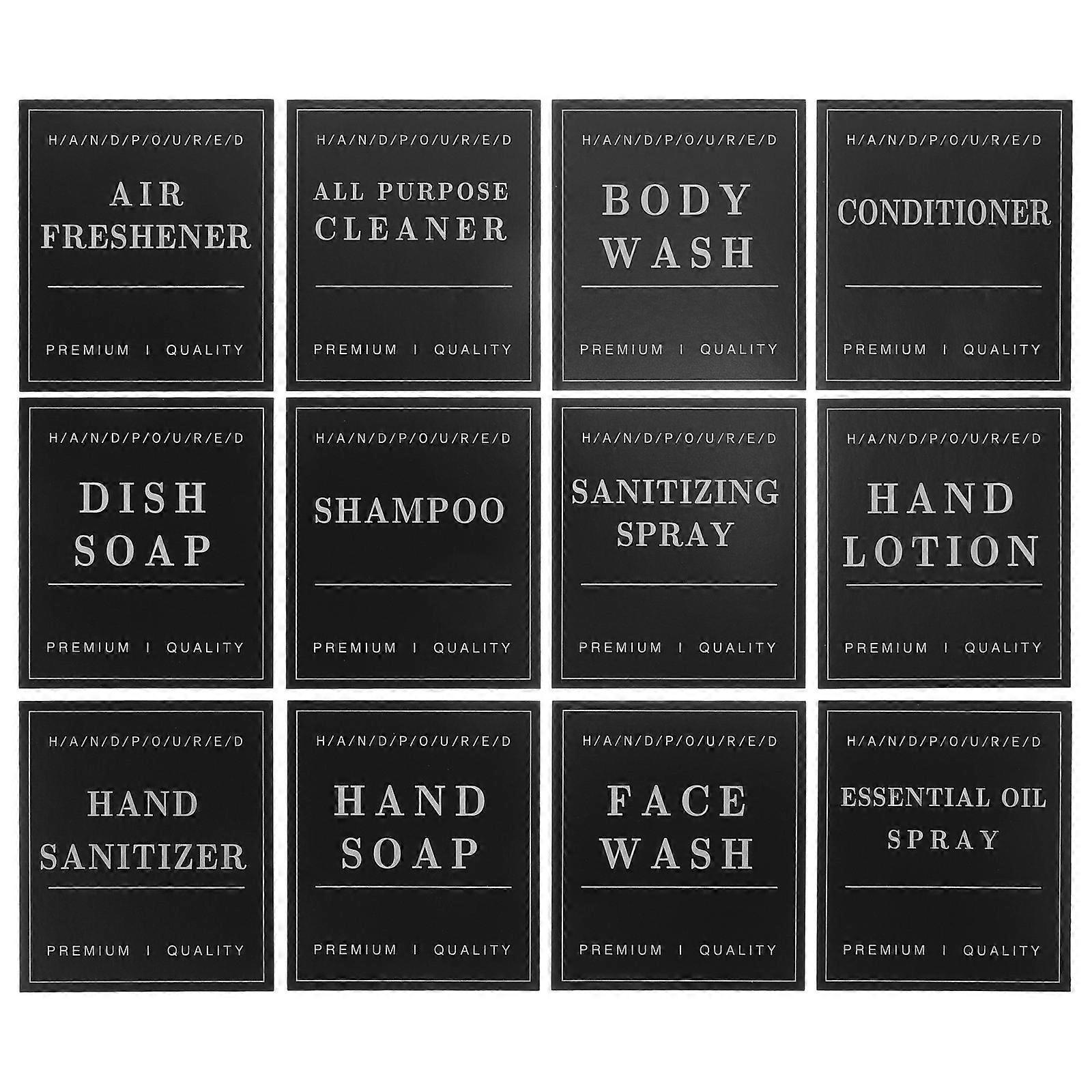 12pcs Travel Bottle Labels for Shampoo Product Sub bottling Classification Stickers