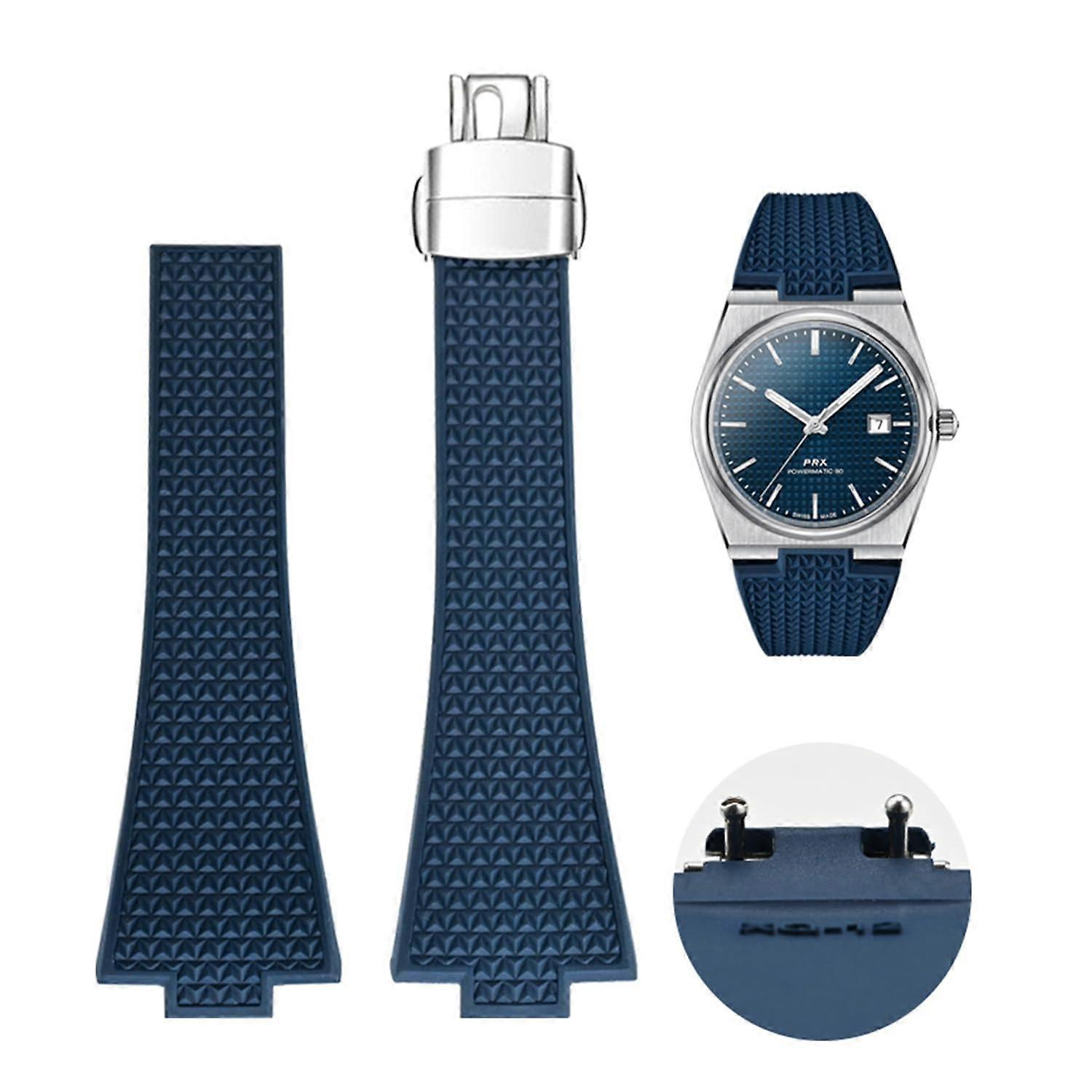 Replacement Strap for Tissot PRX Quick Release FKM Rubber Band and Butterfly Clasp Compatible with Tissot PRX 40mm Watch Series Dark Blue