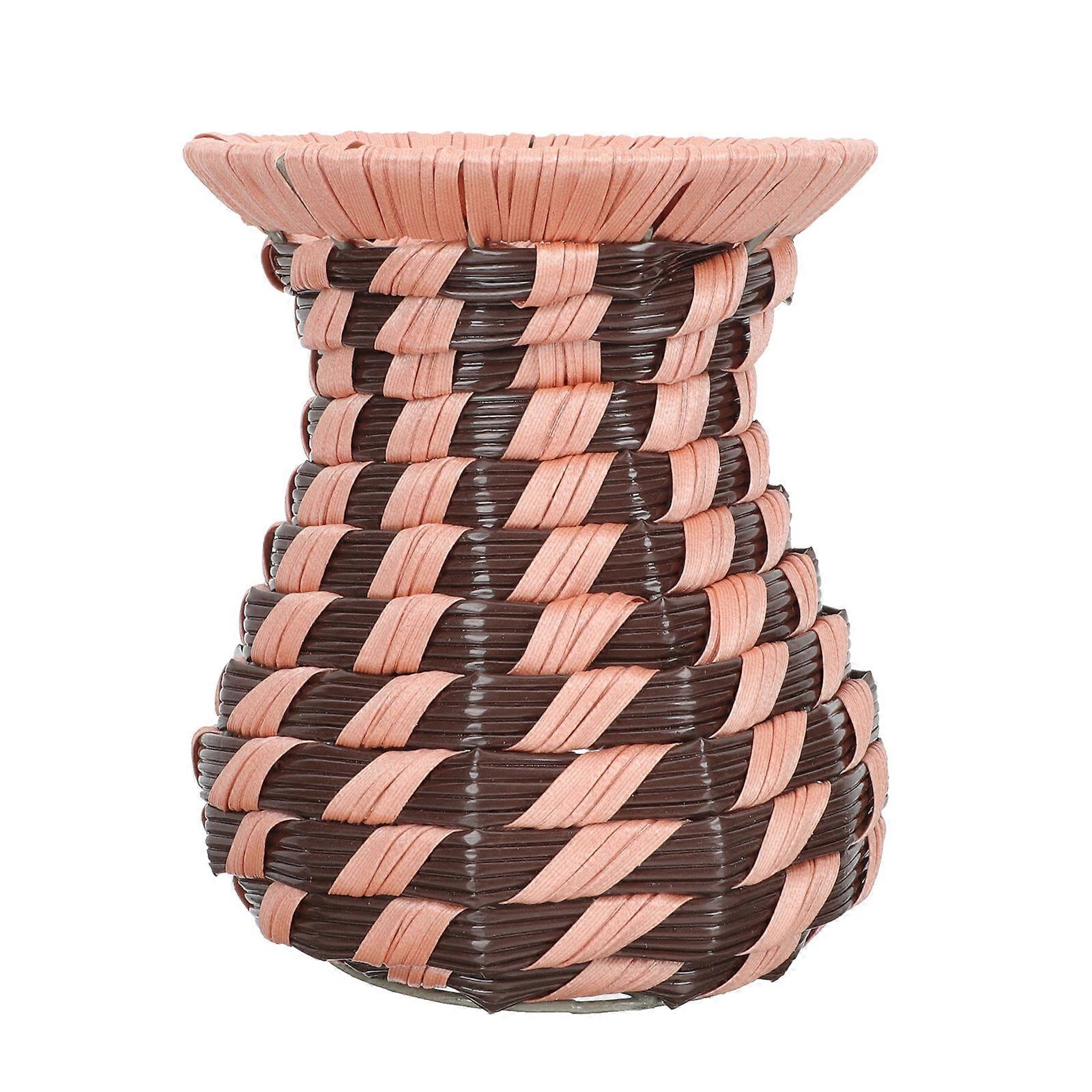 Woven Flower Vase Round Edges Home Decoration Simple Style 14x11.5cm 1Pcs