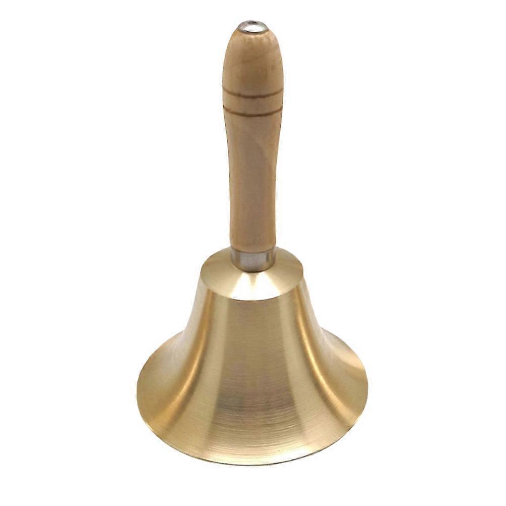 Restaurant Call Service Bell Copper Rattle Bell with Wooden Handle for Dinner Party Attention-Grabbing 1Pack