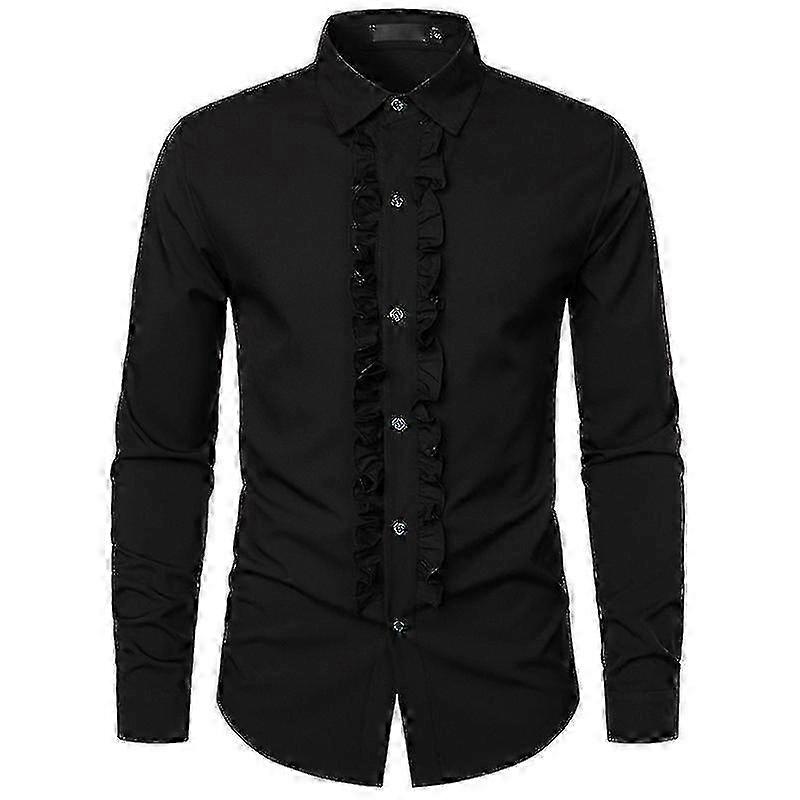 Slim fit tuxedo shirt for men with ruffled front
