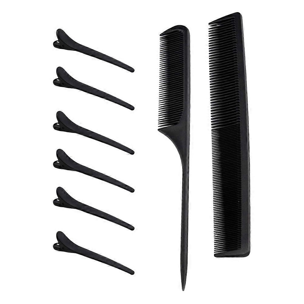 Hairdressing Comb Set For Home Styling Rounded Teeth Plastic 2Pcs