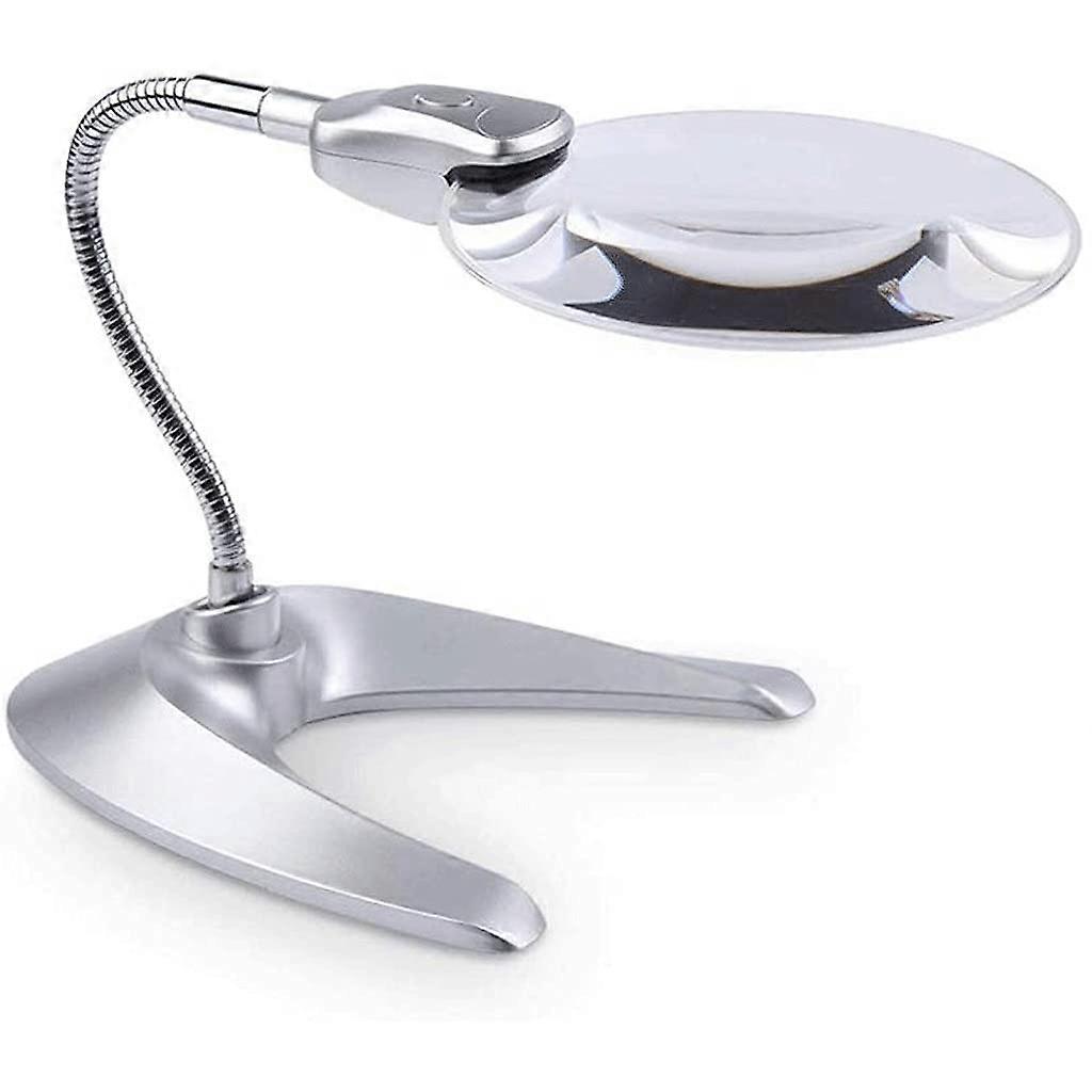 Desktop Magnifier 10X with 360 Degree Rotating Lights HD Products for Elderly 130mm Mirror