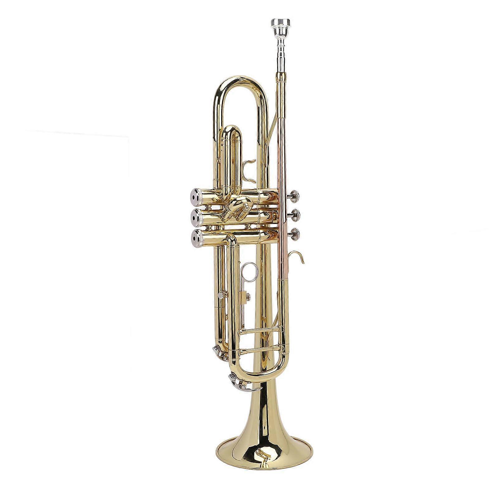 Bb Standard Τρομπέτα Kit Double Bar Support Trumpet για αρχάριους μαθητές Ορειχάλκινο πνευστό όργανο και σετ καθαρισμού φωσφόρου χάλκινο