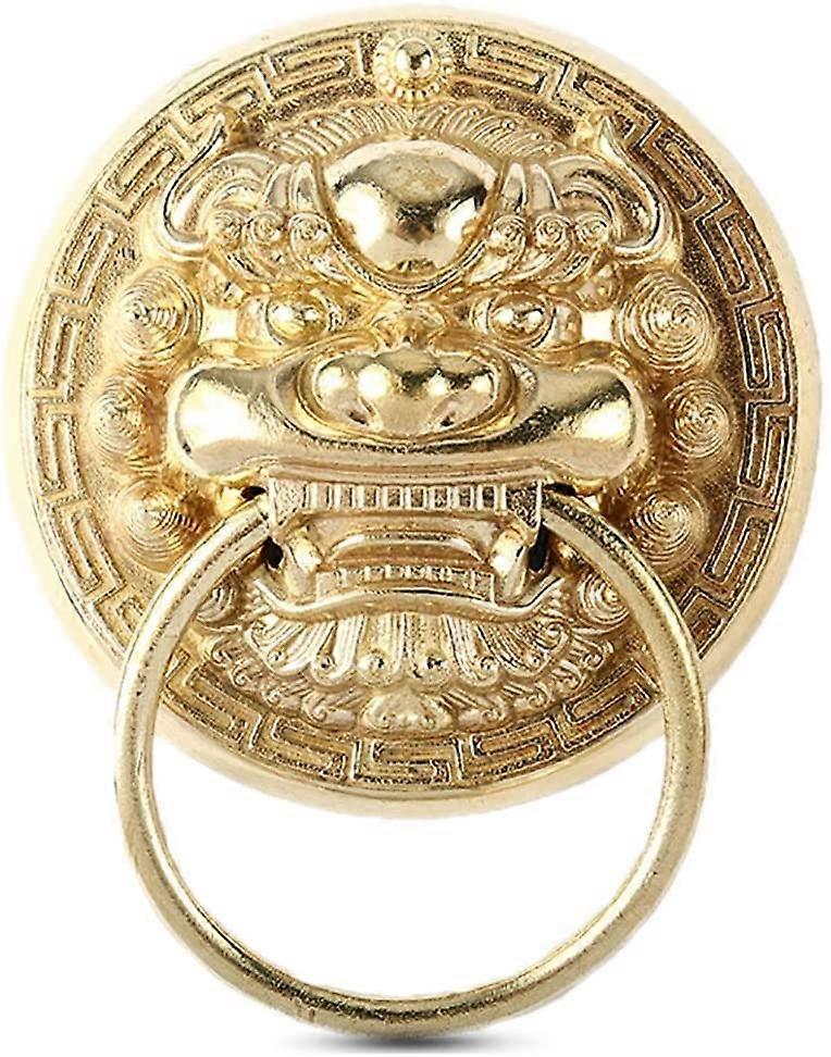 Door Knocker with Lion Motif, Gold, 14 cm Wide