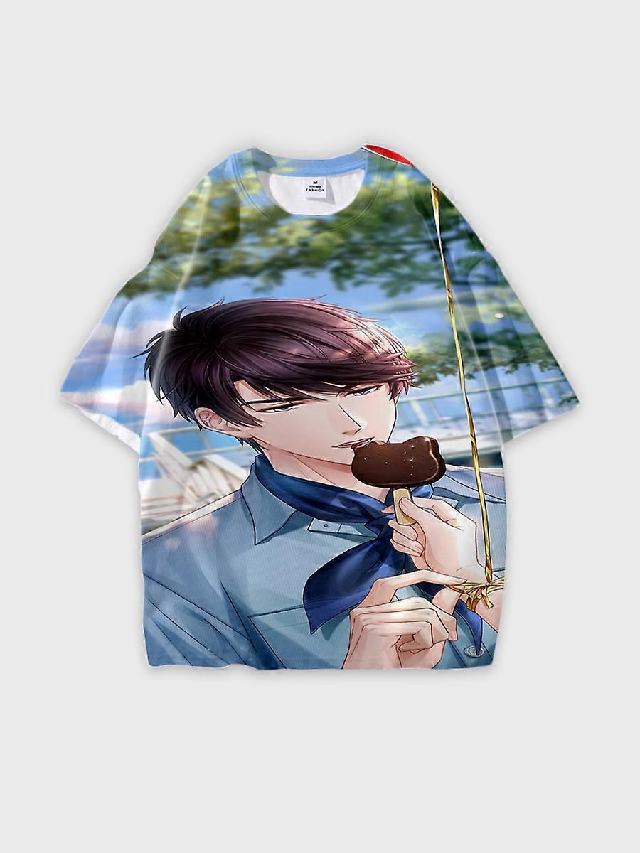 T-shirt round neck Role Pattern loose short sleeve E1589