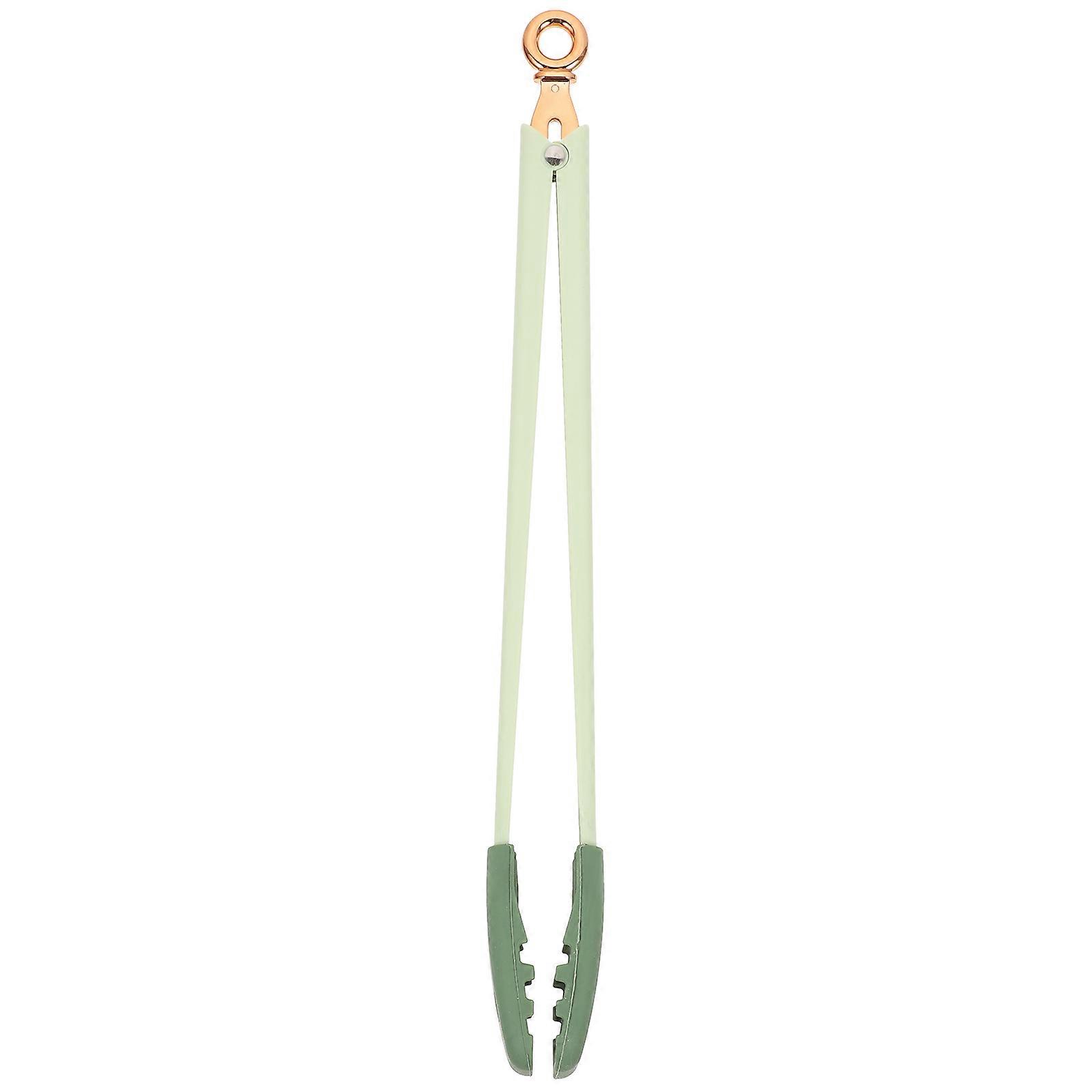 Green Silicone Kitchen Tongs for Food Serving and Bakery Use with ABS and Metal Lightweight Design Proper Length and Compact Size