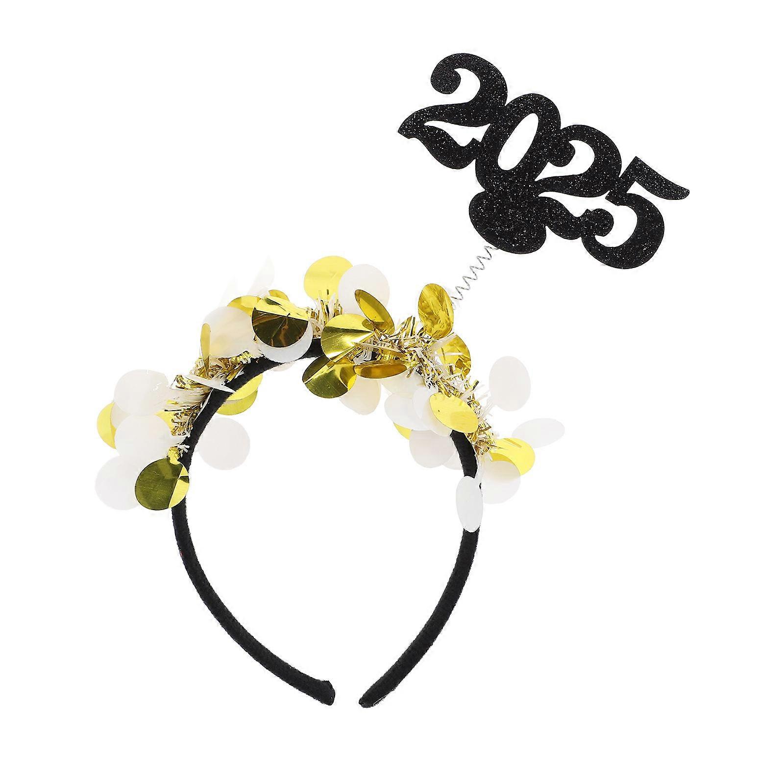 Golden New Year Headband with Glitter Design for Party Decoration Lightweight Comfortable Fit