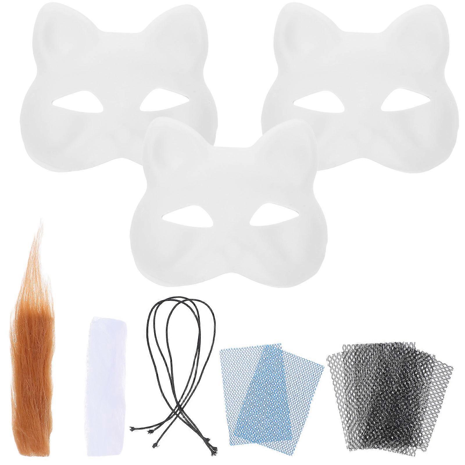 Creative DIY Cat Mask with Plush PVC Material for Costume Parties and Masquerades Assorted Color
