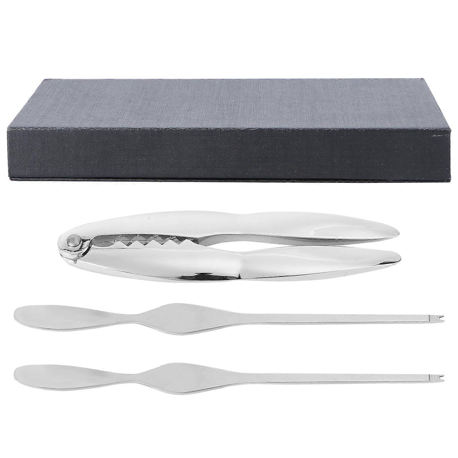 Seafood Utensils Set Zinc Alloy Crab Meat Extraction Ergonomic Handle Head Fork Silver 1 Set