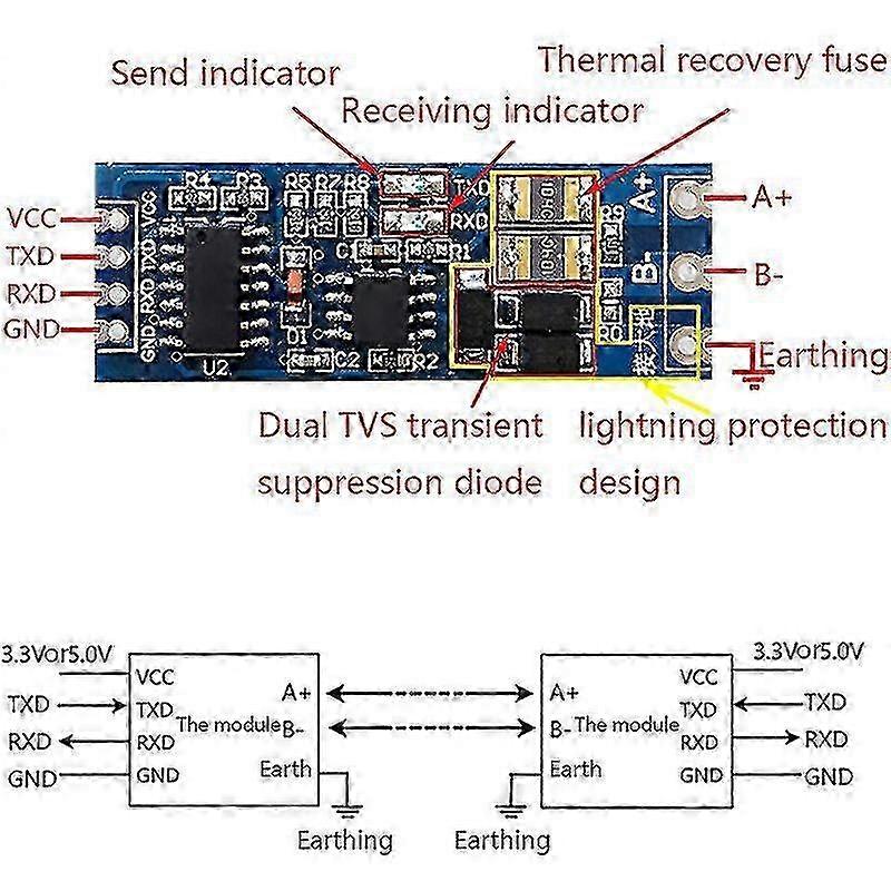 2025 Stabil Uart seriell port til Rs485 omformerfunksjonsmodul Rs485 til Ttl-modul Hfmqv