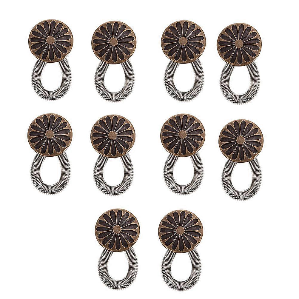 Alloy Stretch Button Extenders for Clothes 10pcs Adjustable Pants Buttons Fits Jeans Skirts Coffee