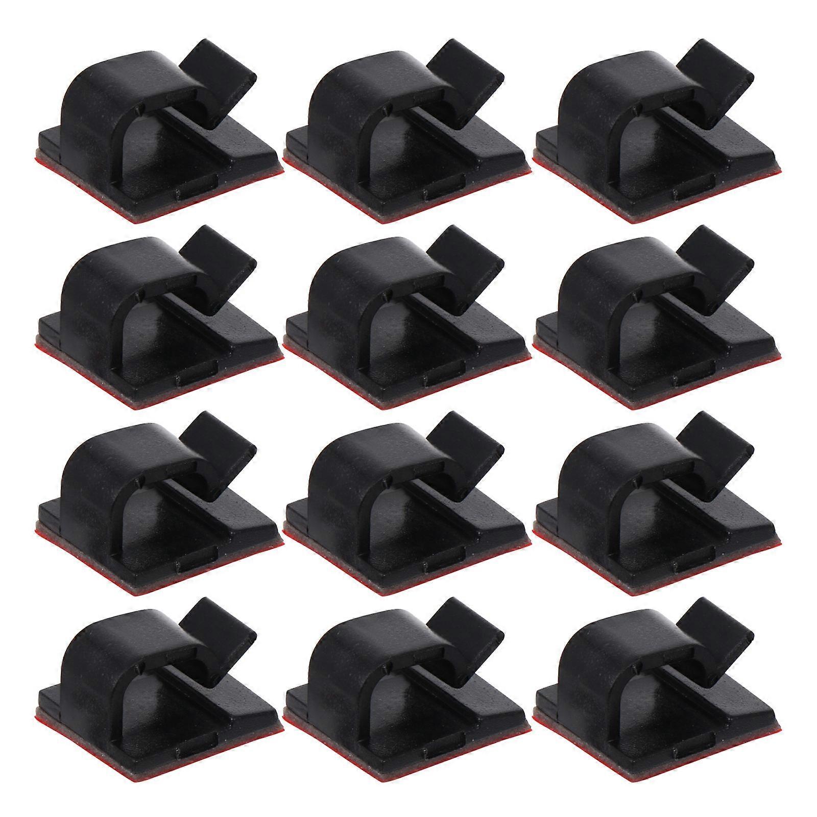 Adhesive Cable Clips Wire Cord Holder for Home 30Pcs Black Plastic Material