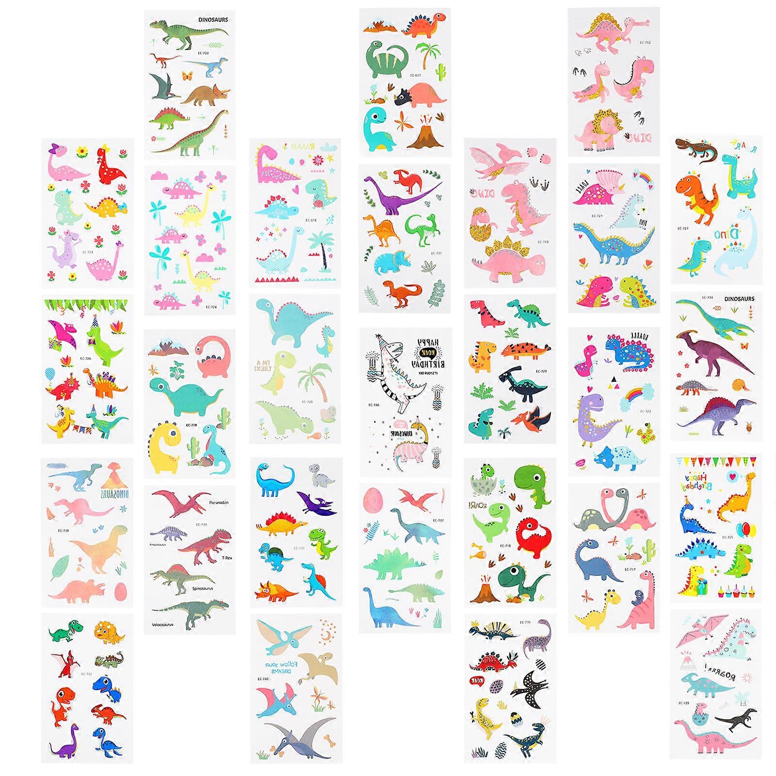 28 Sheets Dinosaur Stickers For Kids Assorted Color Skin Safe Party Gifts Cartoon Decoration