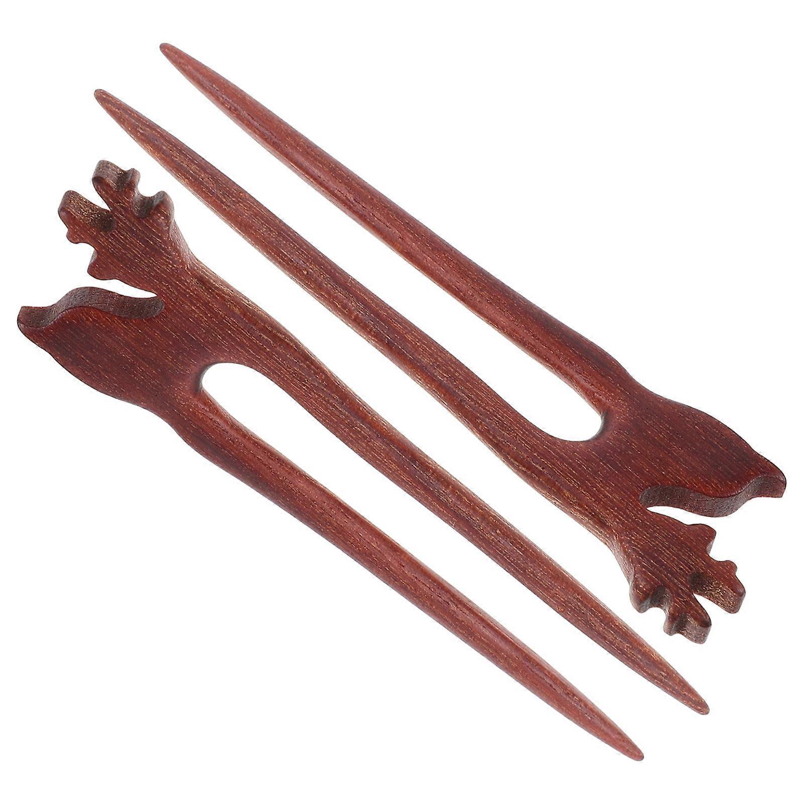 Bâtonnets à cheveux chinois décoratifs, lot de 2, fourchettes à cheveux classiques en bois en forme de U