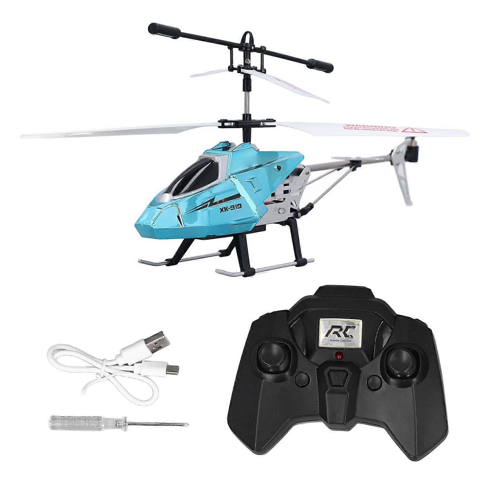 3.5 Channel RC Helicopter Toy 2.4Ghz USB Rechargeable Hovering Realistic Light Alloy Remote Control Helicopter Blue
