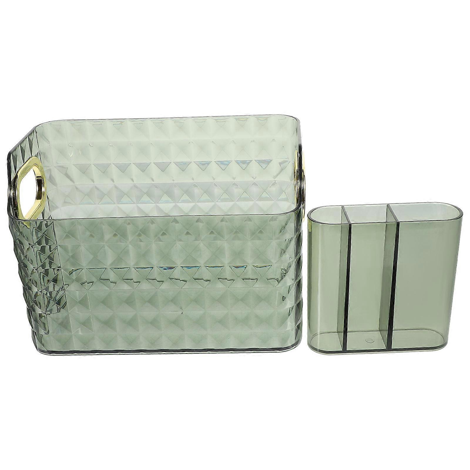 Durable PET Makeup Brush Holder in Olive Green for Home Use Stable and Versatile 1 Piece