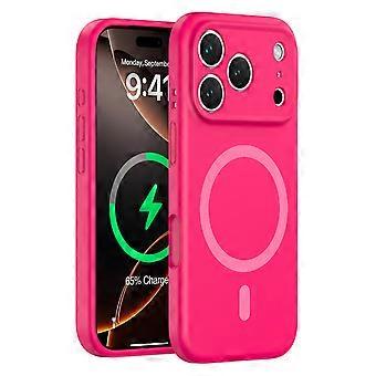TKdaddy För iPhone 17 Pro-fodral Kompatibelt med MagSafe Precision Fit PC + Flytande Silikon Skyddande Telefonskydd Fluorescerande Rose