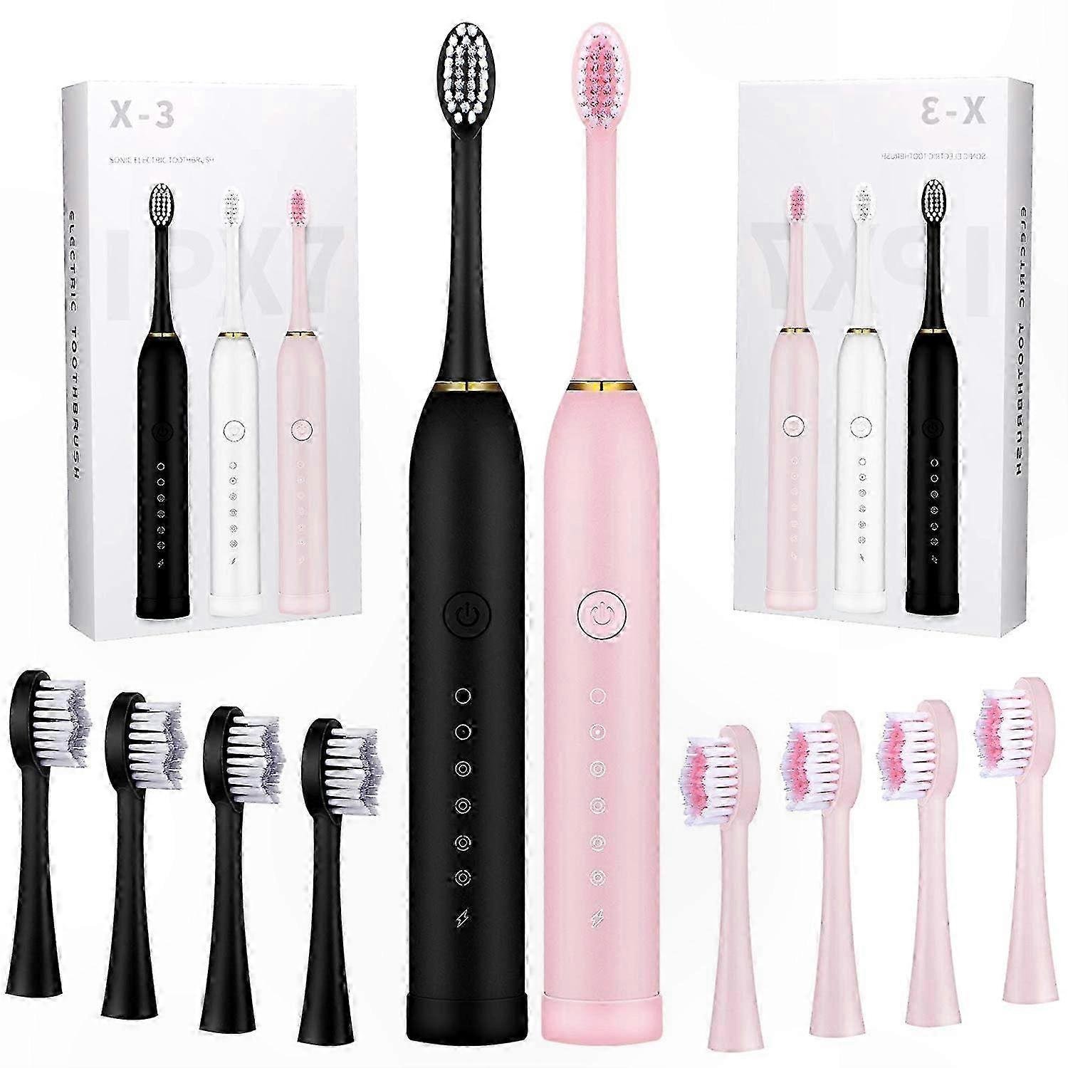 2-Pack Rechargeable Toothbrushes with 6 Cleaning Modes