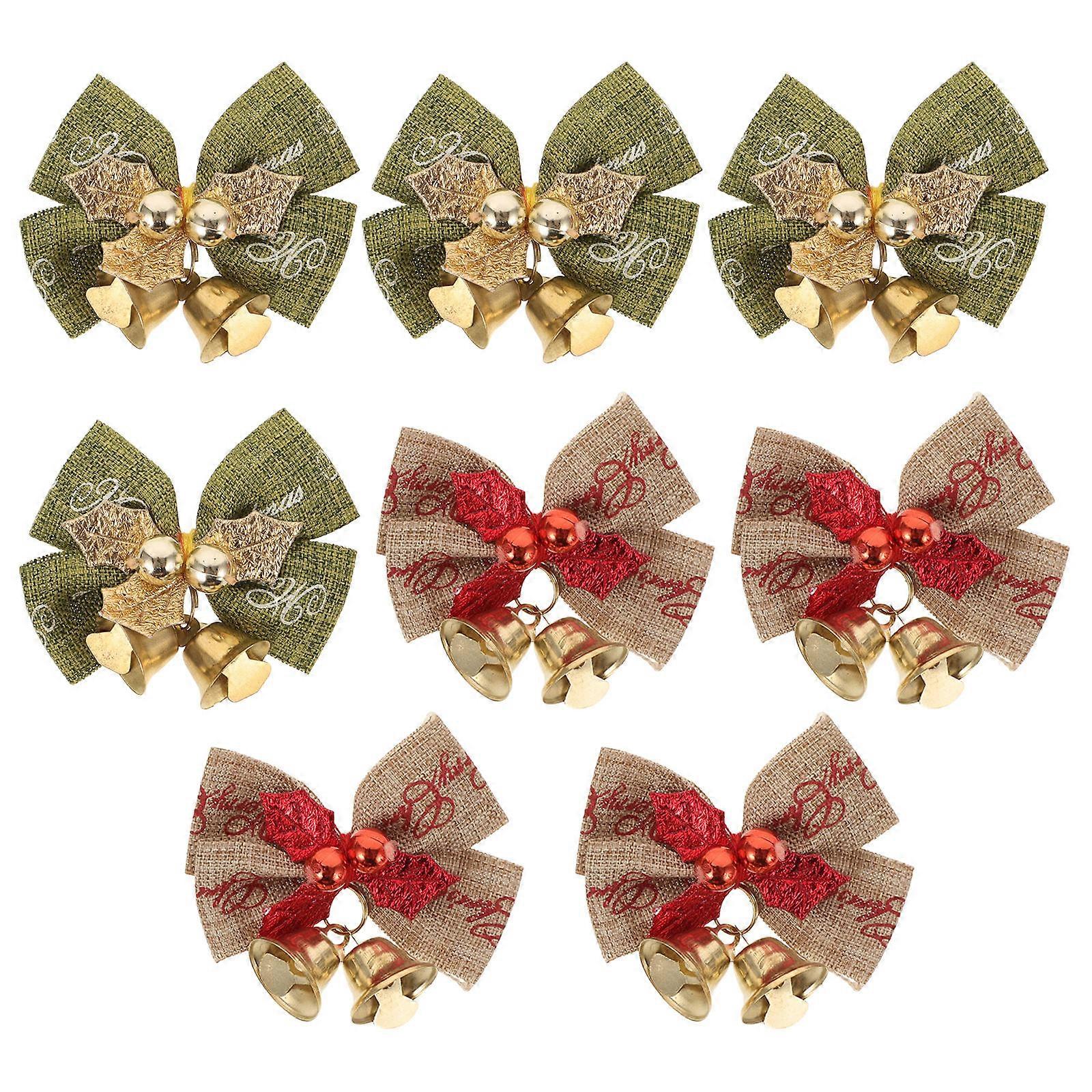 8Pcs Christmas Tree Decor Bowknot-Shaped Hanging Pendant Assorted Color Bells For Friends And Family