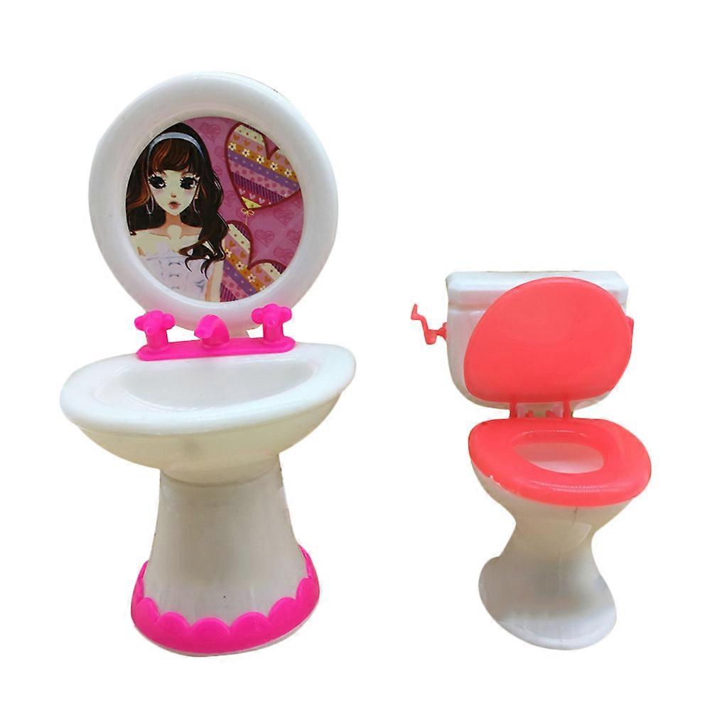 Creative Mini Wash Basin and Toilet Set for Dollhouses Perfect for Children and Collectors in Assorted Color Featuring Compact Design 1 Set