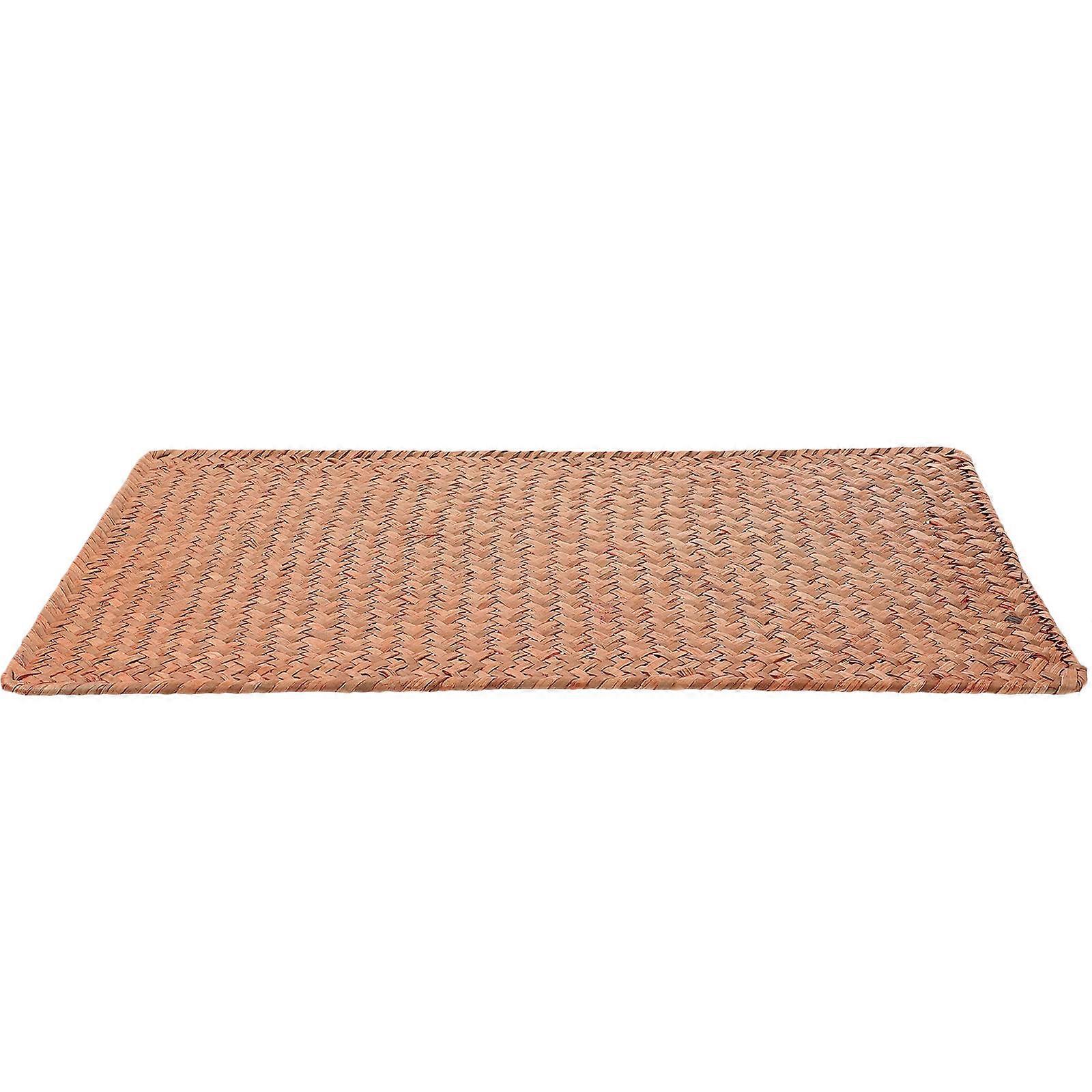 Vintage Woven Coaster Tea Dining Table Mat For Cushioning Tableware Anti-Slip Light Brown 1Pack