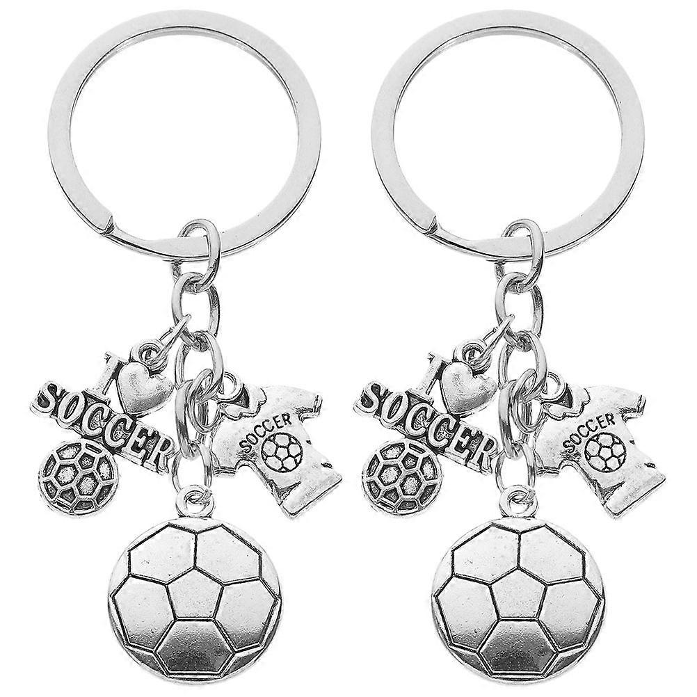 Soccer Keychain Alloy Sports Key Chain for Hanging Keys 2Pcs Silver