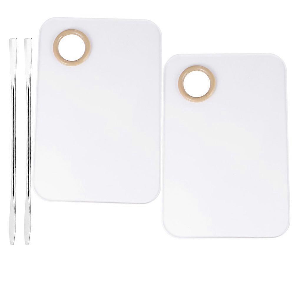 Nail Art Mixing Plate for Professional and Home Use 2pcs Transparent Acrylic with Dead Skin Pusher