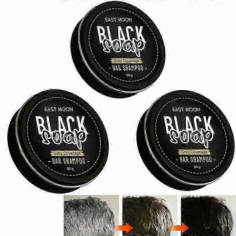 3pcs Graues Haar Reverse Shampoo Bar Bio-Essenz Haar Verdunkelndes Shampoo Seife