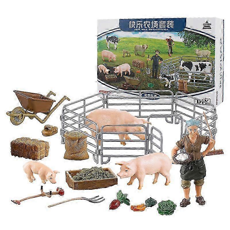2025 C model 0.603kg# Happy farm diy educational poultry animal simulation cattle, sheep and pigs micro-world static sand table decoration toys