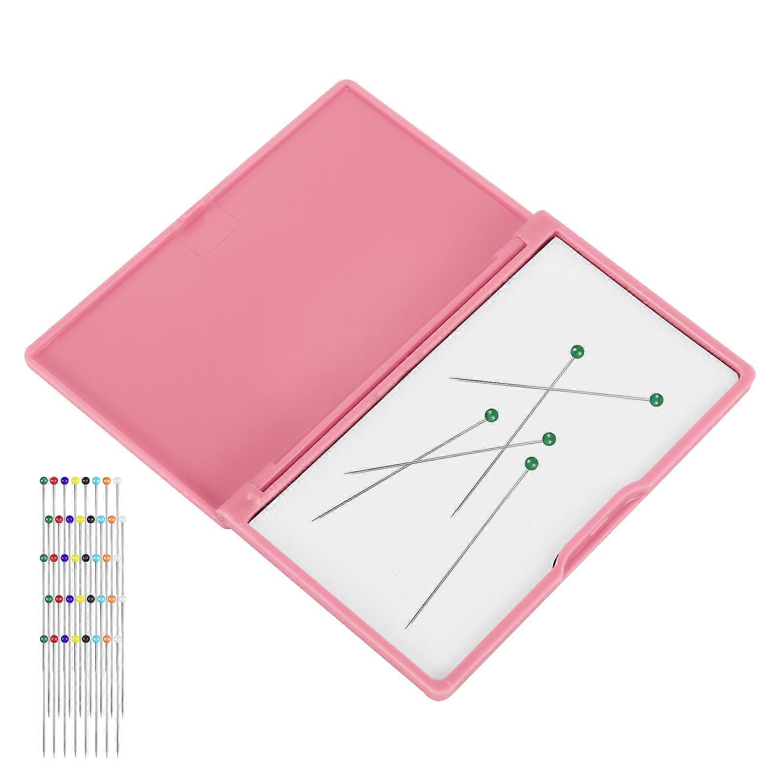 Portable Hand Sewing Needle Storage Box (Pink Magnetic Case) PVC