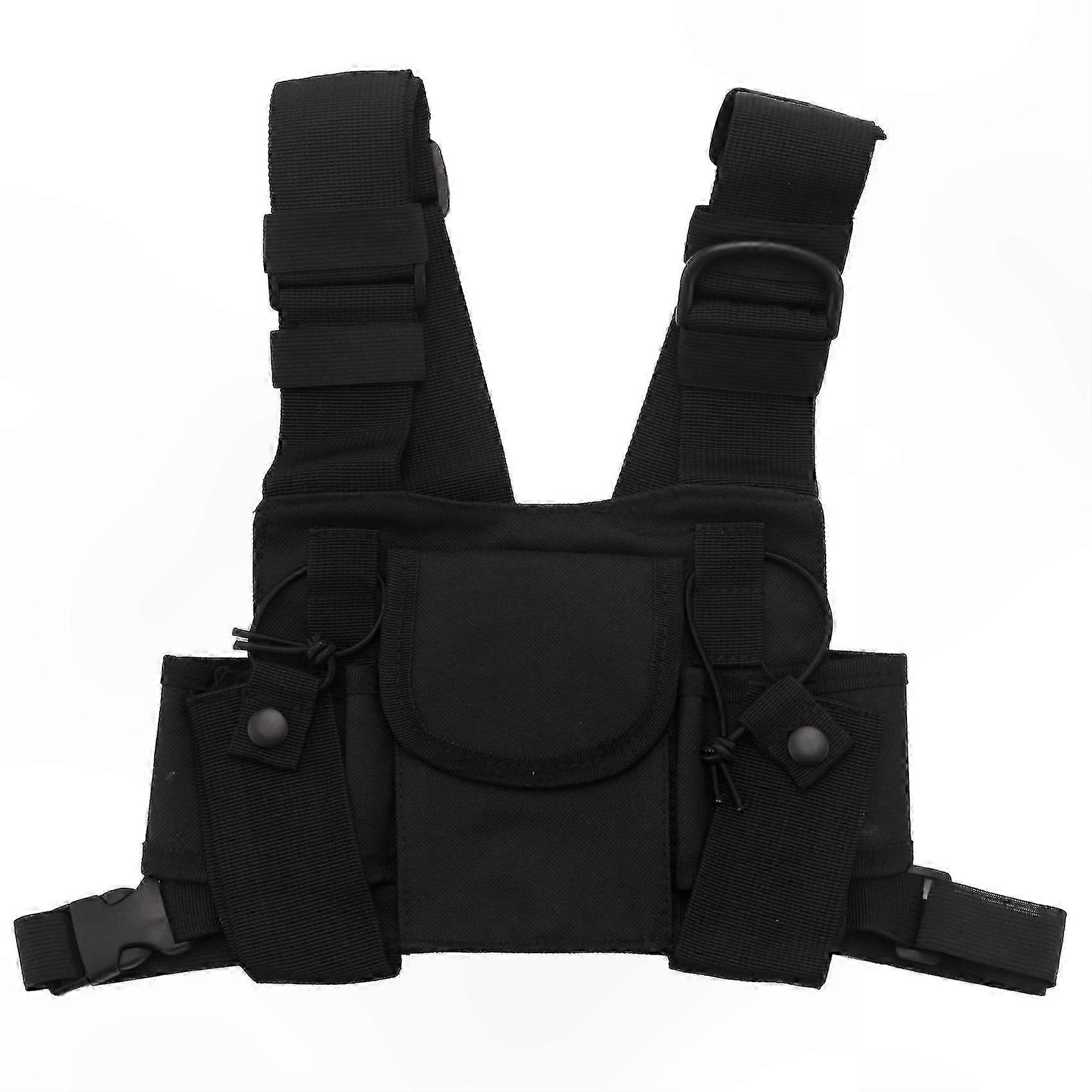 Portable Radio Chest Harness with Pouch for Two-Way Communication Devices