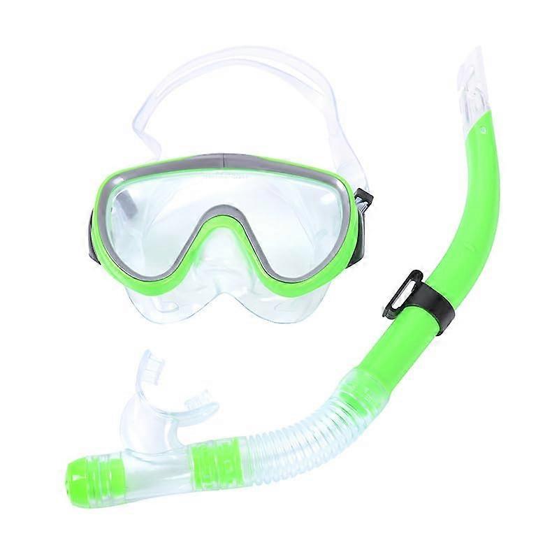 Premium Anti-Fog Snorkel Mask Set with Dry Top Breathing Tube for Diving and Swimming, Green Color, Adjustable Fit