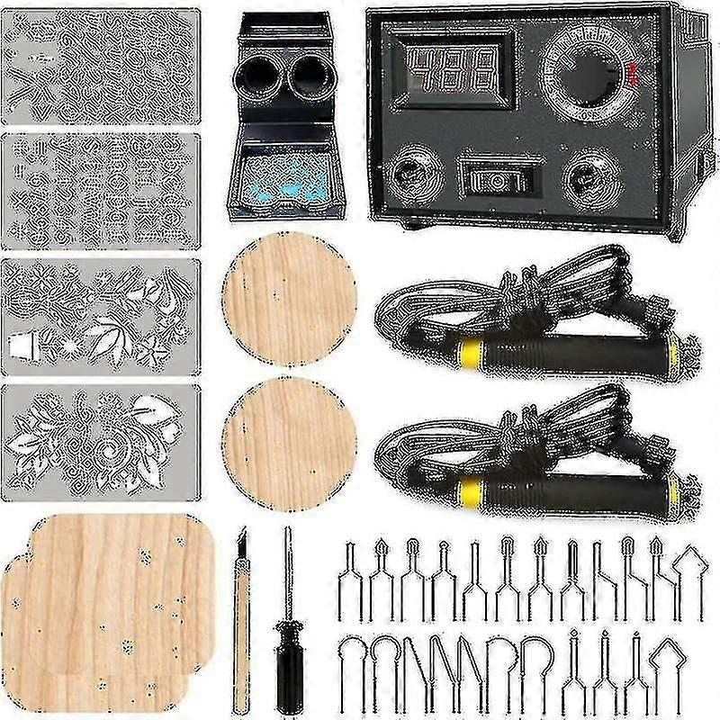 60W Dual Pen Wood Burning Kit Adjustable Pyrography Tool